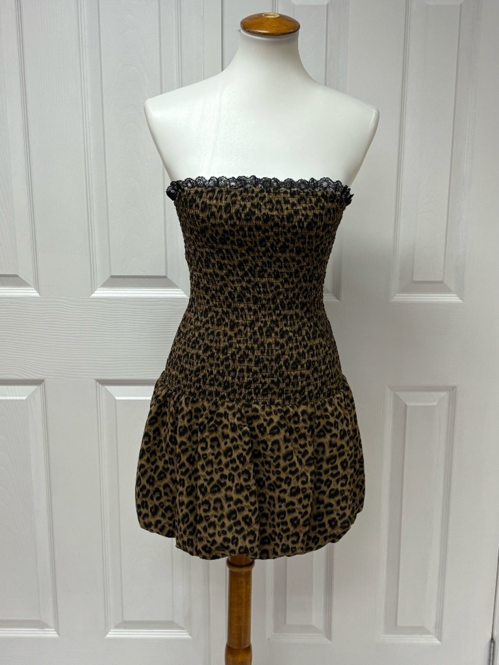 Sky‎ to Moon Leopard Print Strapless Tube Dress - Size S.